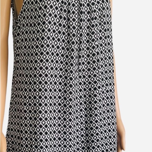 Crescent casual flowy border mosaic swing dress M sleeveless ruched lining - Picture 4 of 15